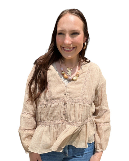 Sand Ruffle Top