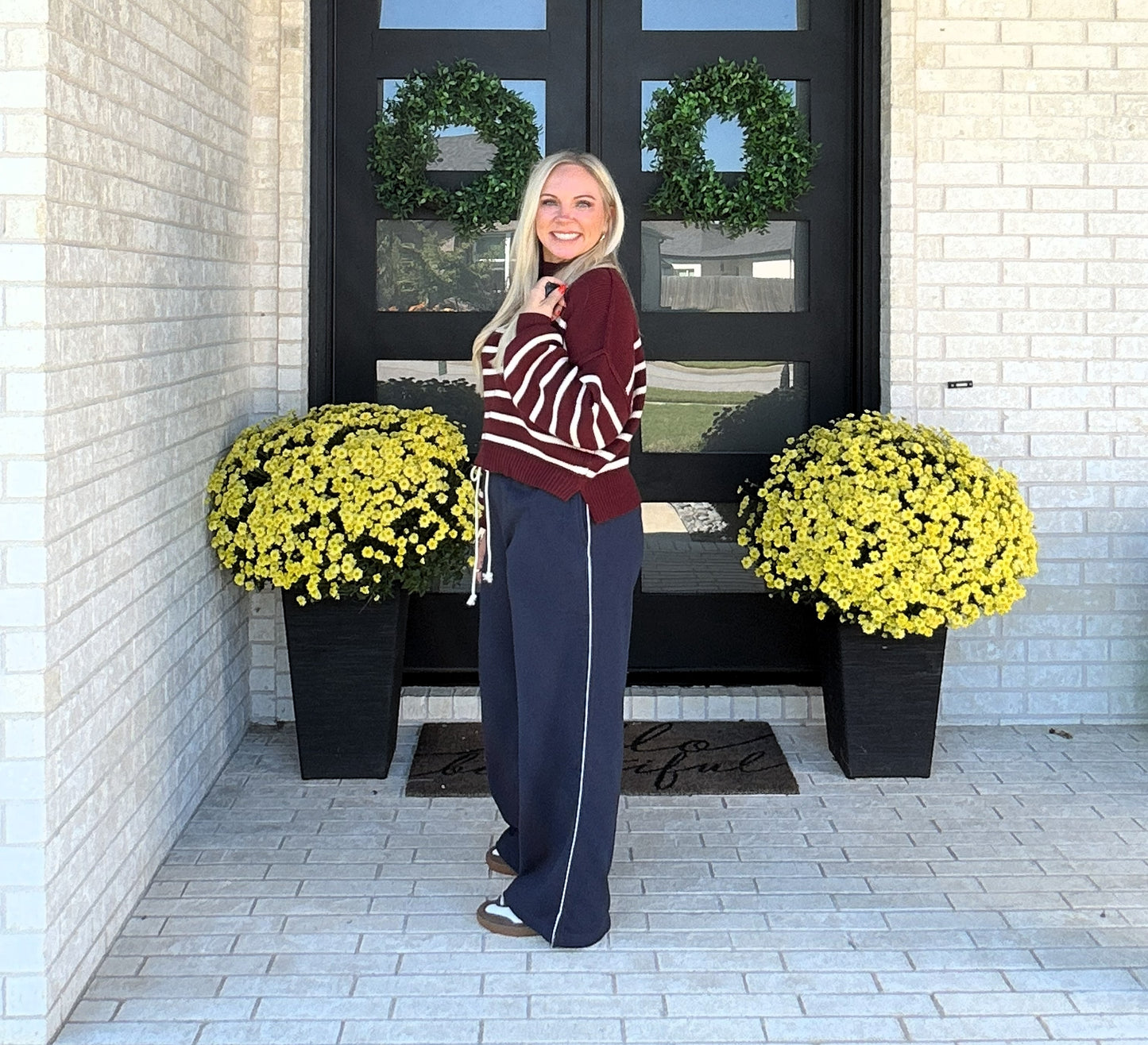 Harbor Blue Wide-Leg Pants