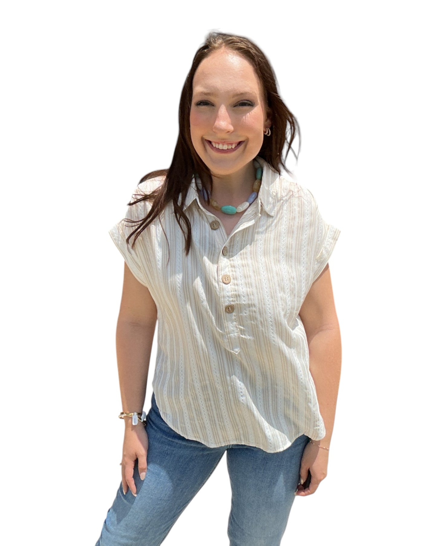 Sandstone Stripe Top - Khaki