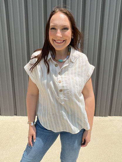 Sandstone Stripe Top - Khaki