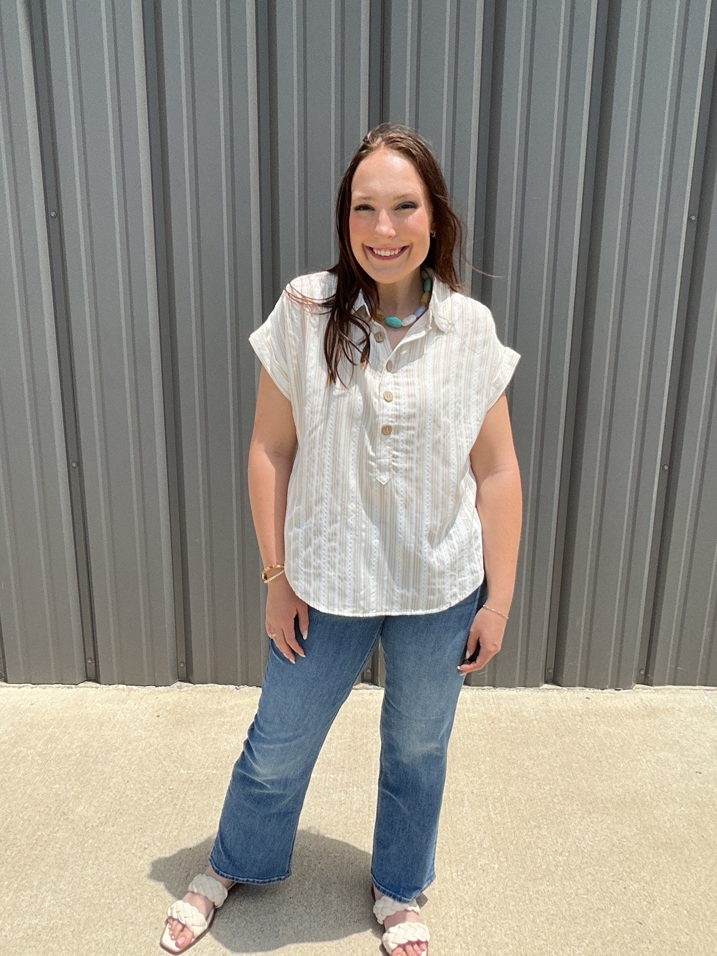 Sandstone Stripe Top - Khaki
