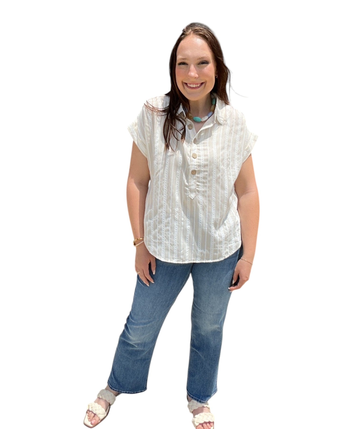 Sandstone Stripe Top - Khaki
