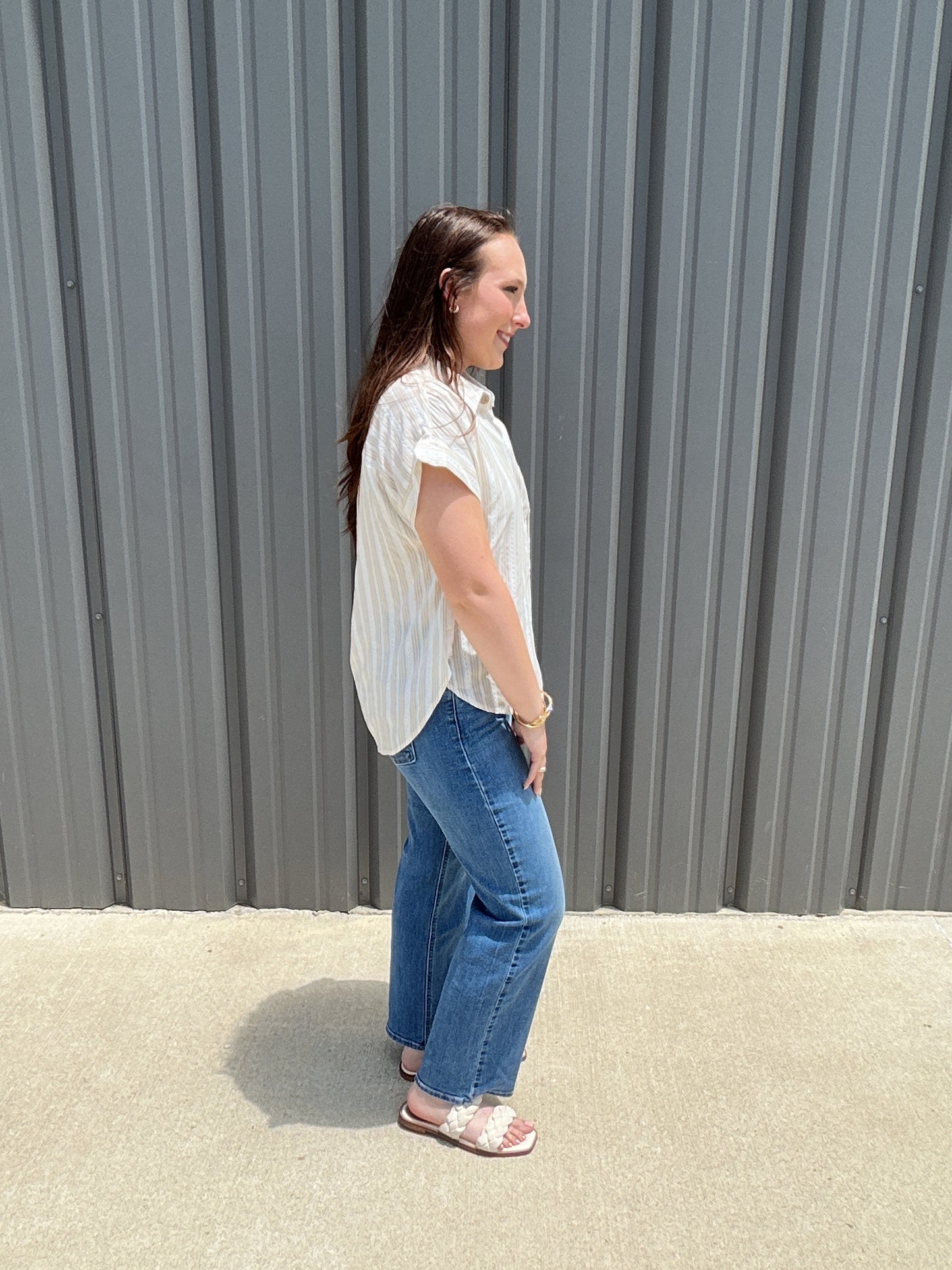 Sandstone Stripe Top - Khaki