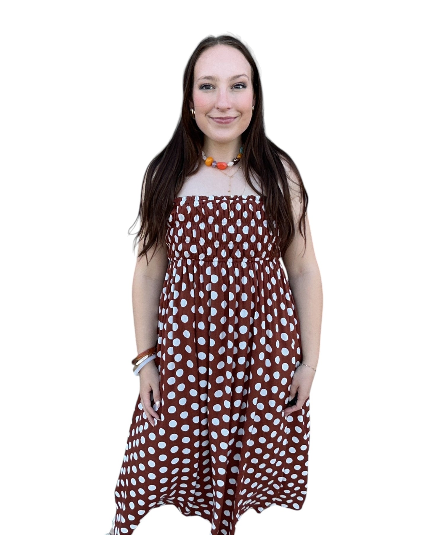 Sleeveless Polka Dot Midi Dress
