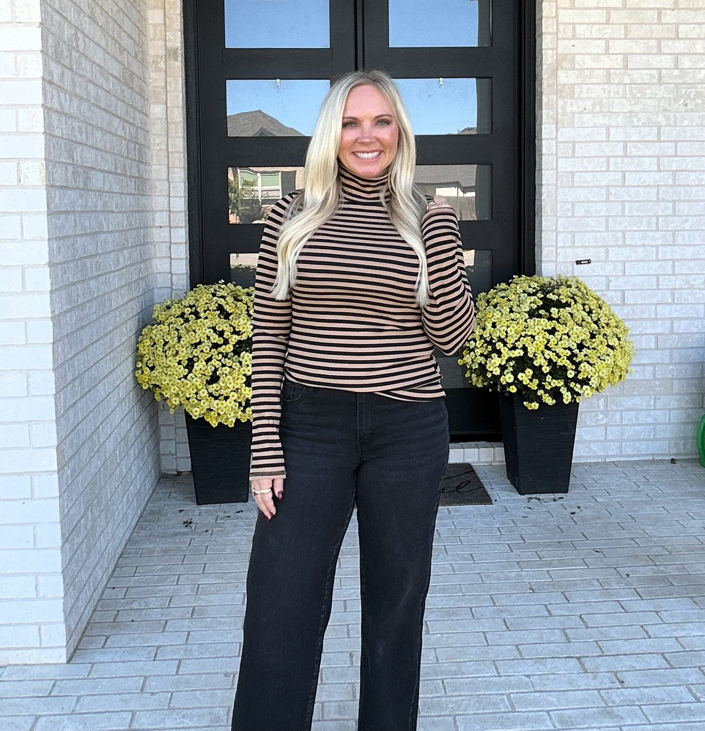 The Lineup Turtleneck – Taupe Stripe