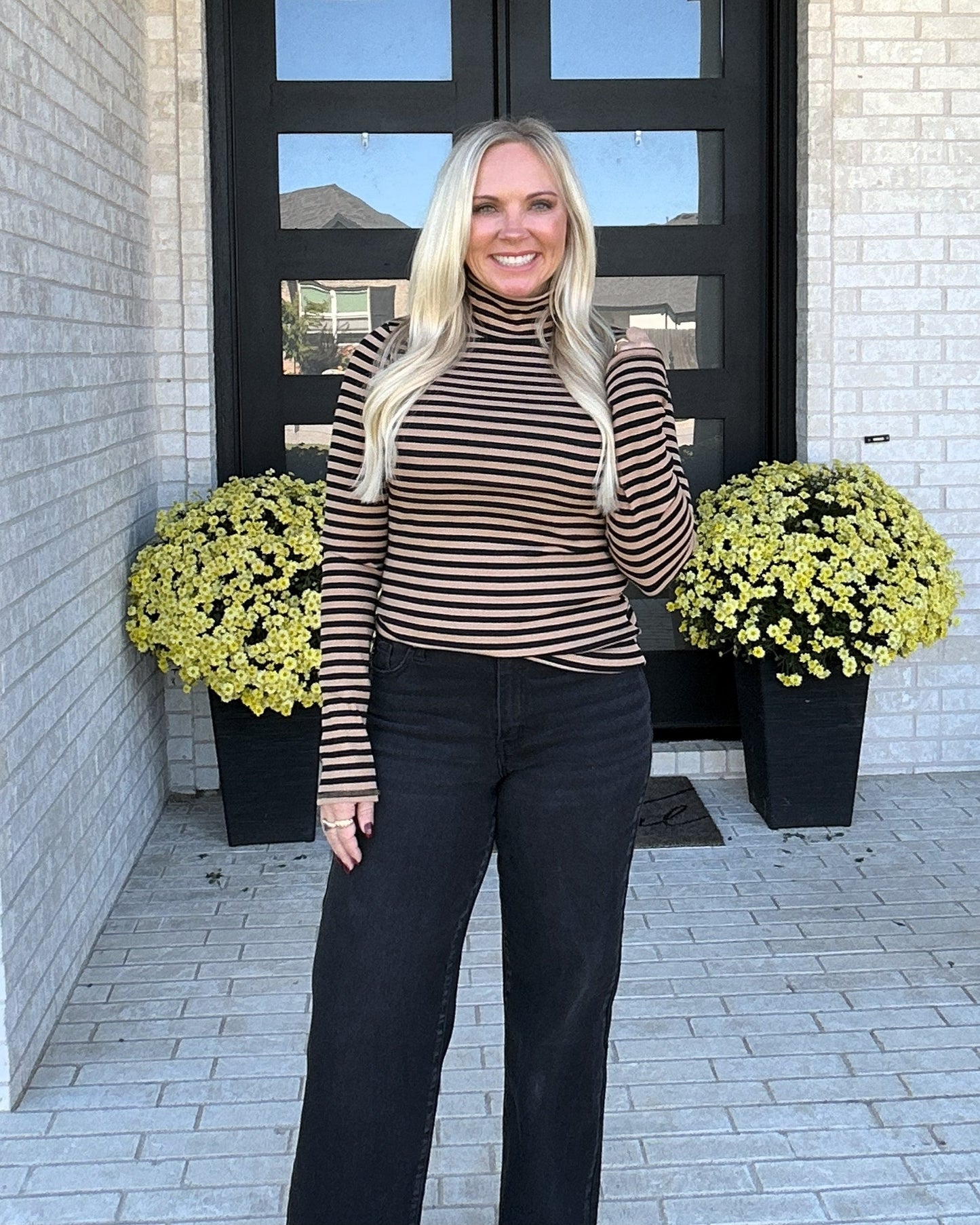 The Lineup Turtleneck – Taupe Stripe