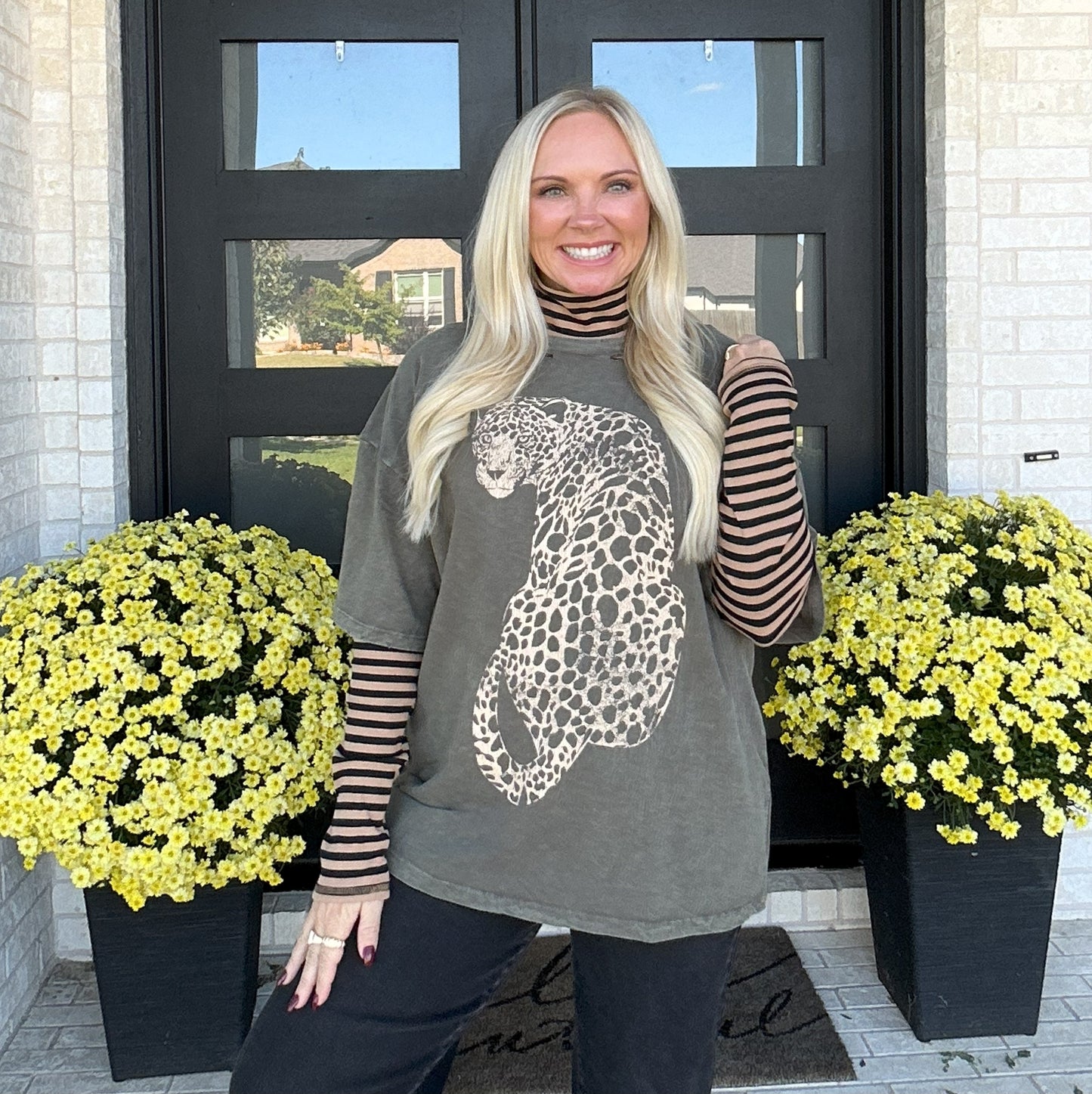 The Lineup Turtleneck – Taupe Stripe