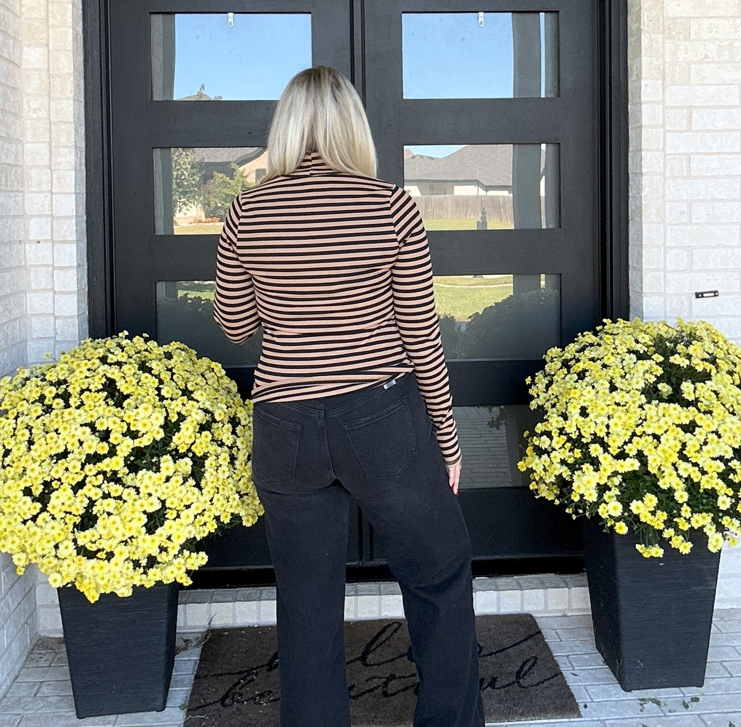 The Lineup Turtleneck – Taupe Stripe