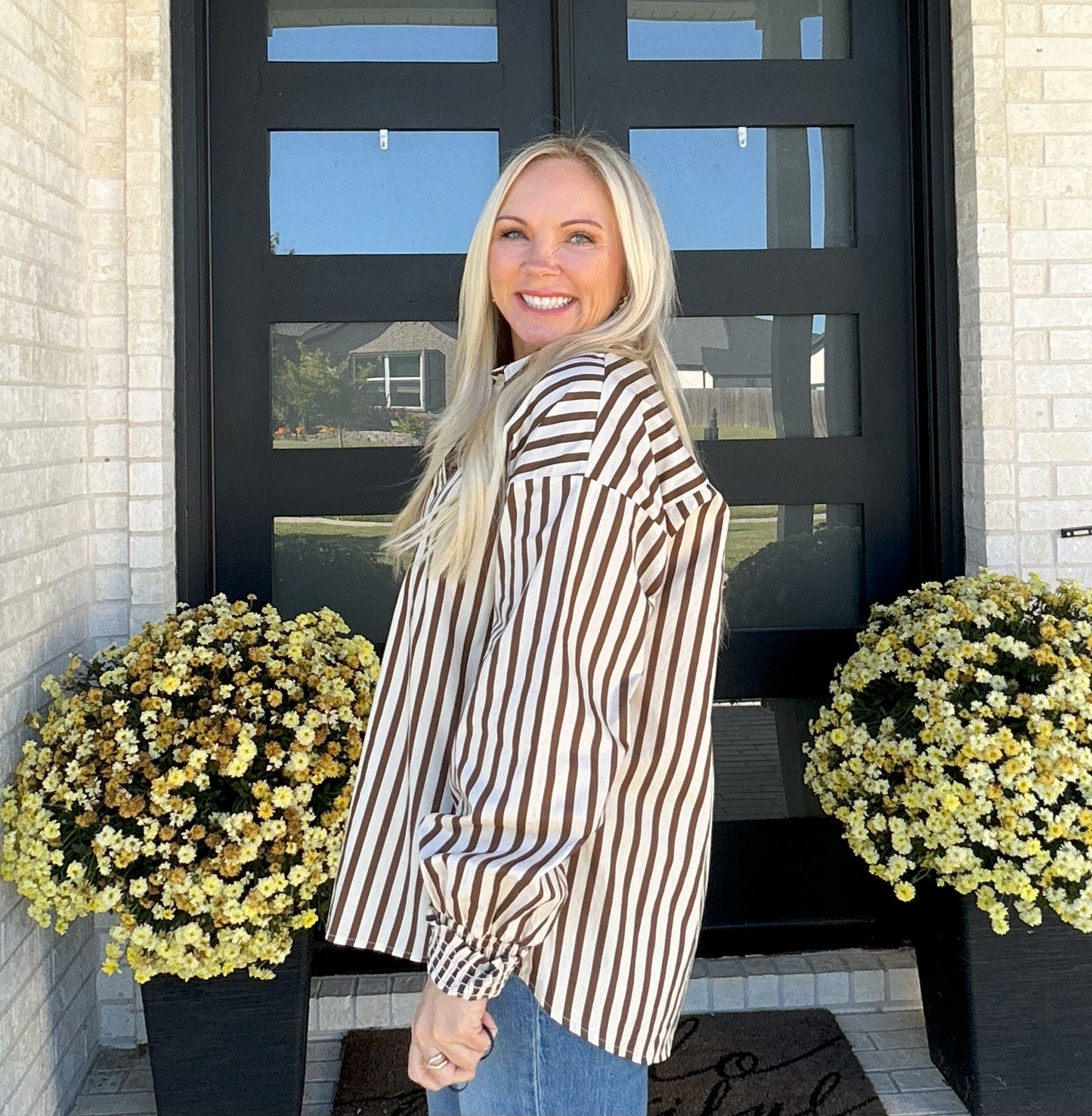 Maple Stripe Button Down - Brown