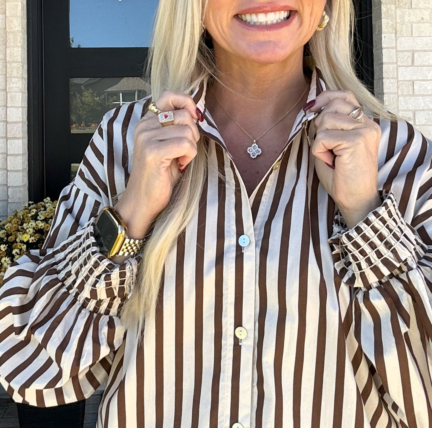 Maple Stripe Button Down - Brown