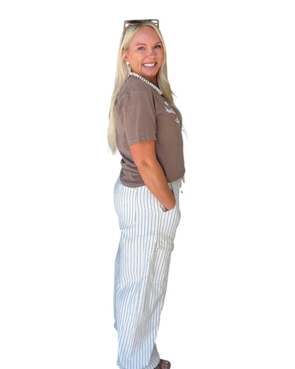 Easy Street Striped Cargo Pants