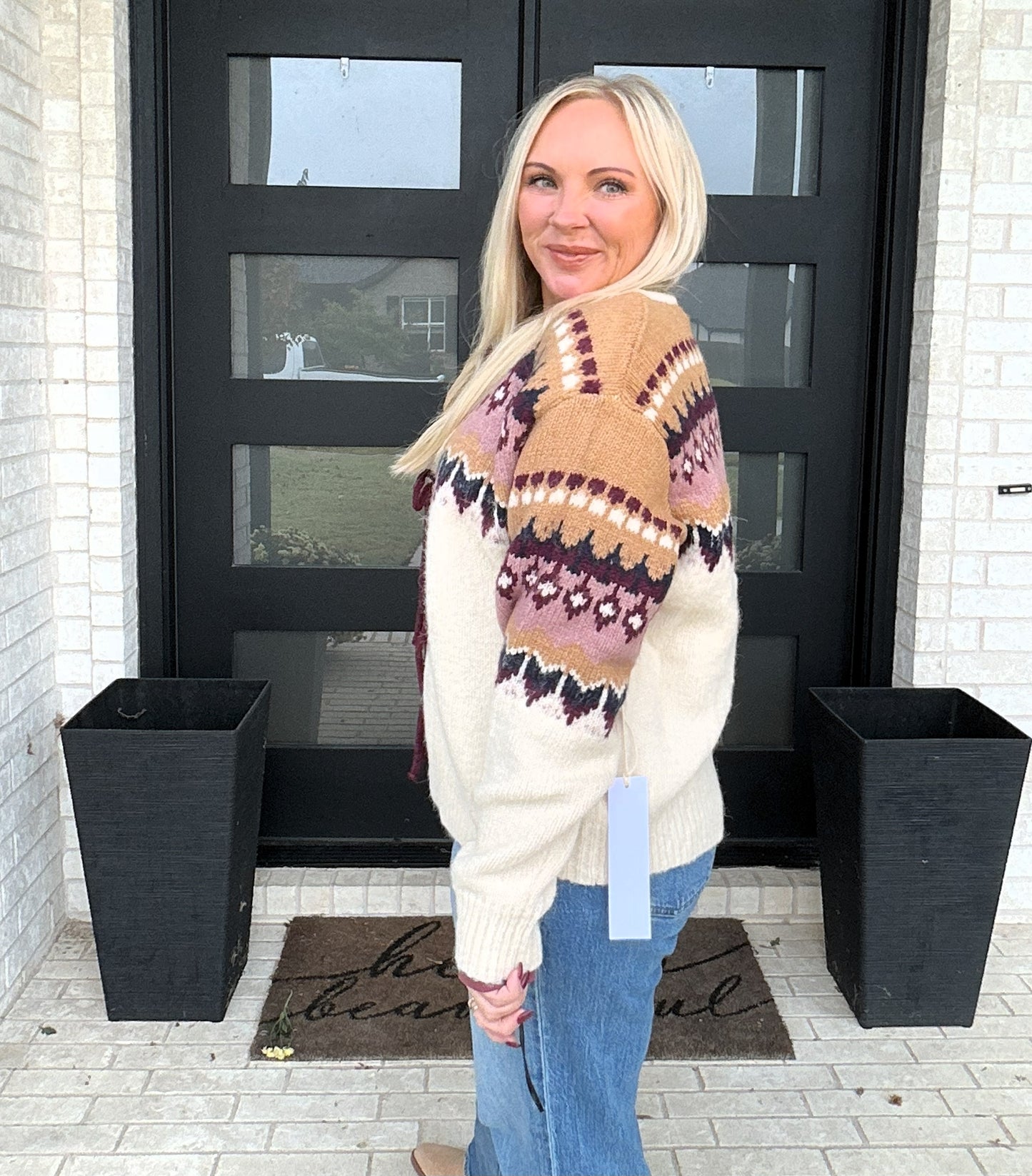 Mulberry Charm Tie-Front Cardigan