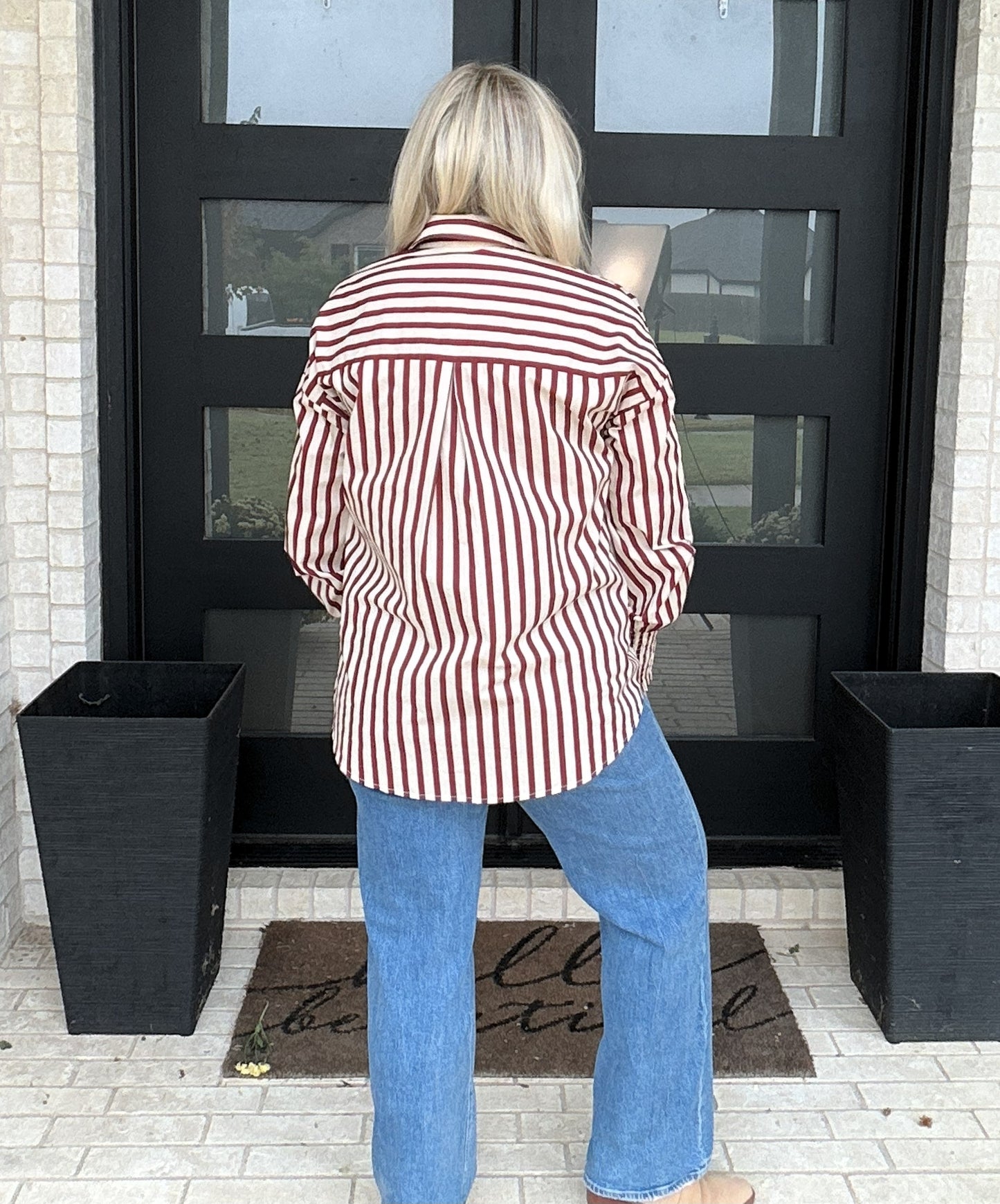 Maple Stripe Button Down - Burgundy