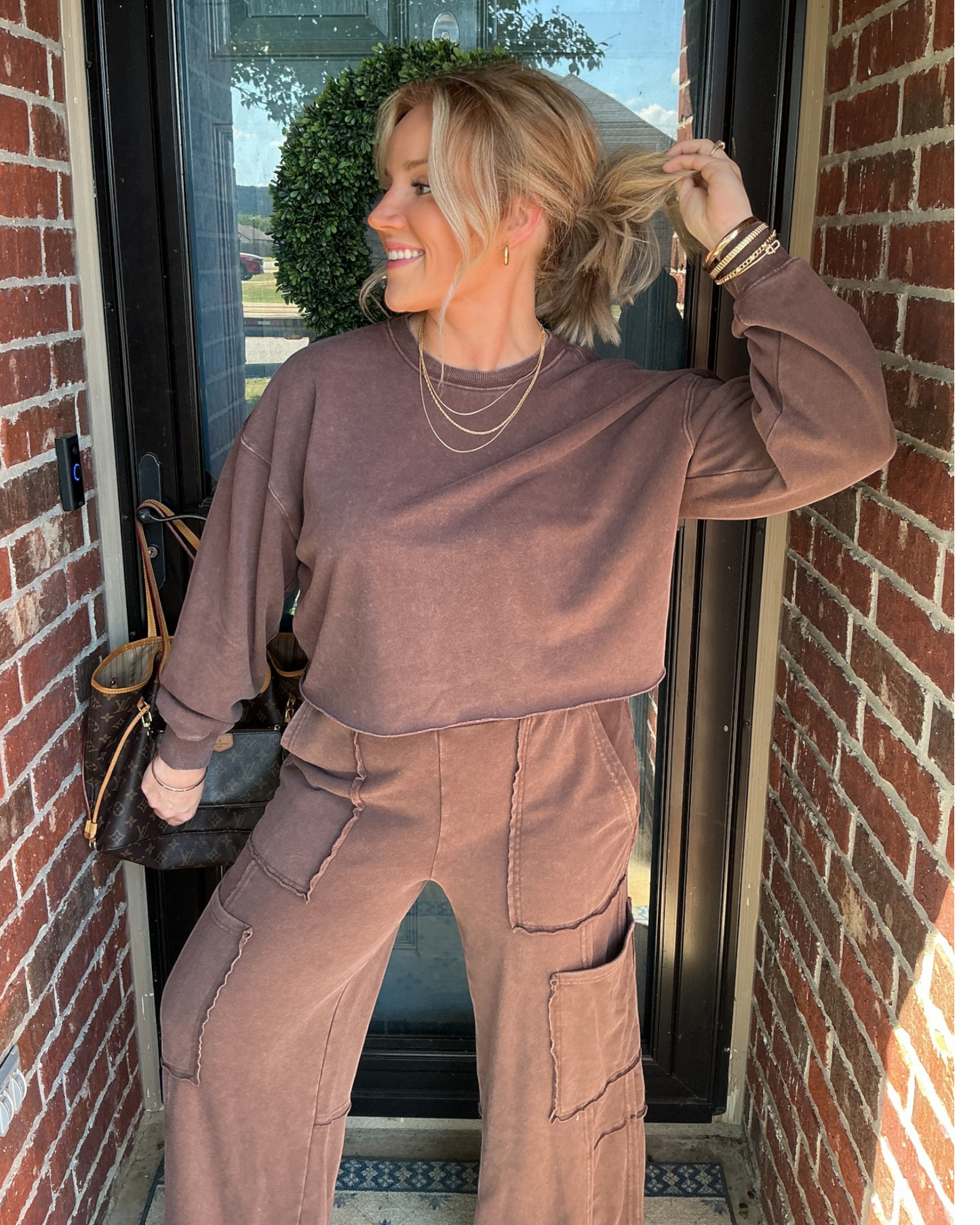 Mineral Wash Raw Hem Sweatshirt - Dark Brown
