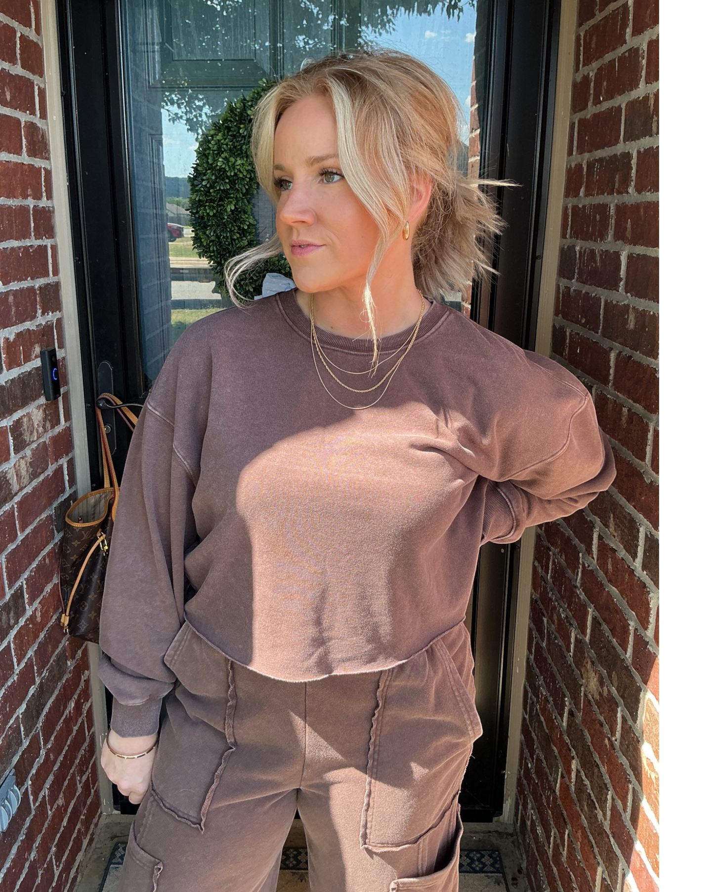 Mineral Wash Raw Hem Sweatshirt - Dark Brown