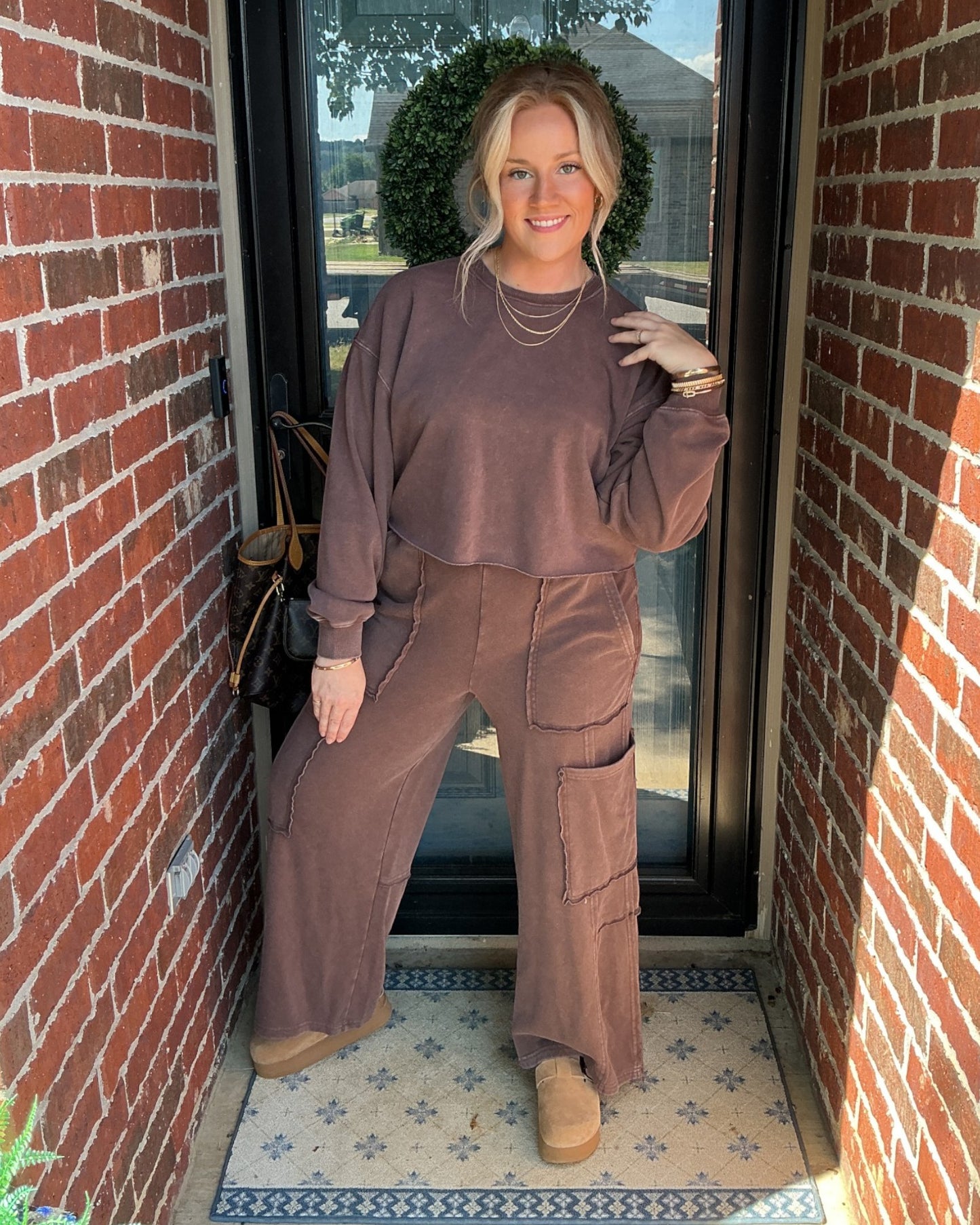 Mineral Wash Raw Hem Sweatshirt - Dark Brown