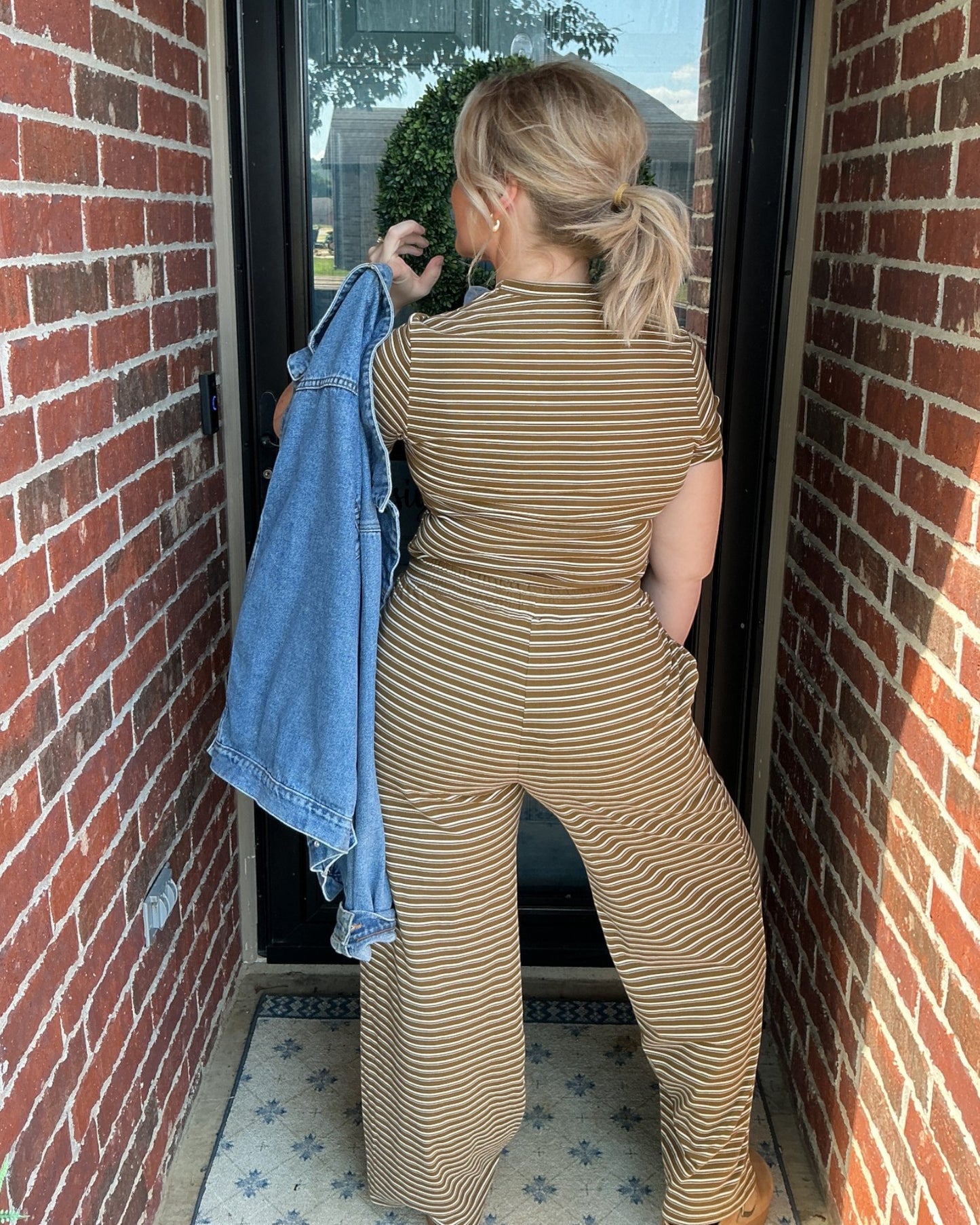 Everyday Ease Striped Lounge Set - Olive
