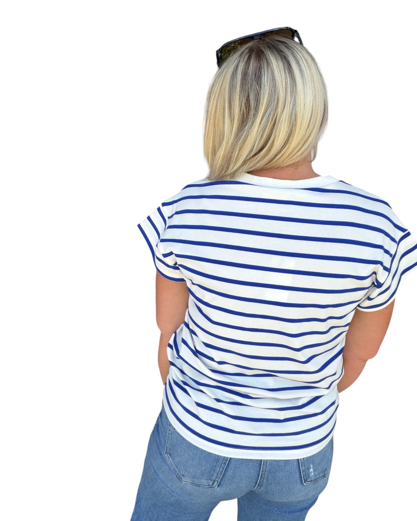 Royal Blue & Cream Stripe Tee