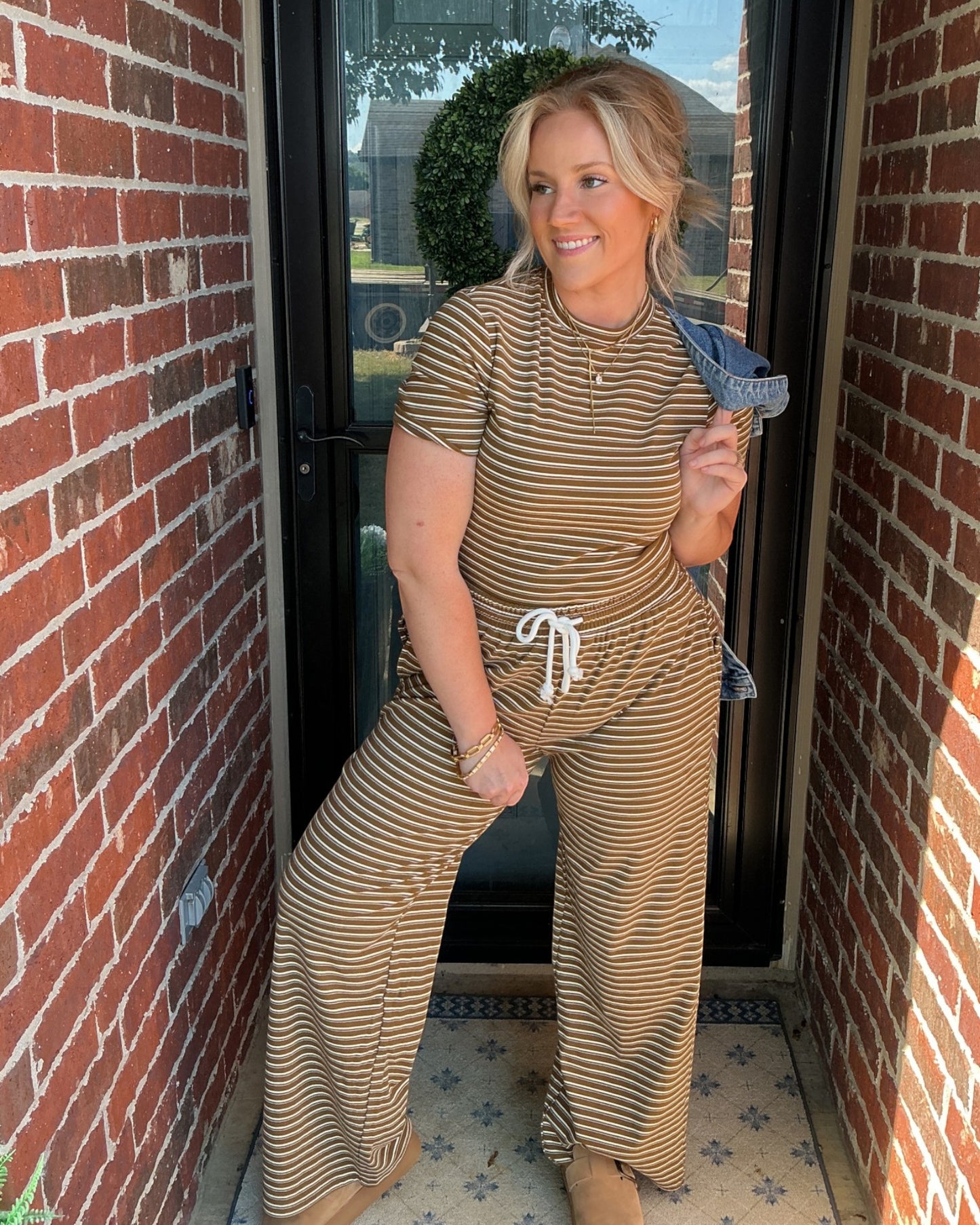 Everyday Ease Striped Lounge Set - Olive