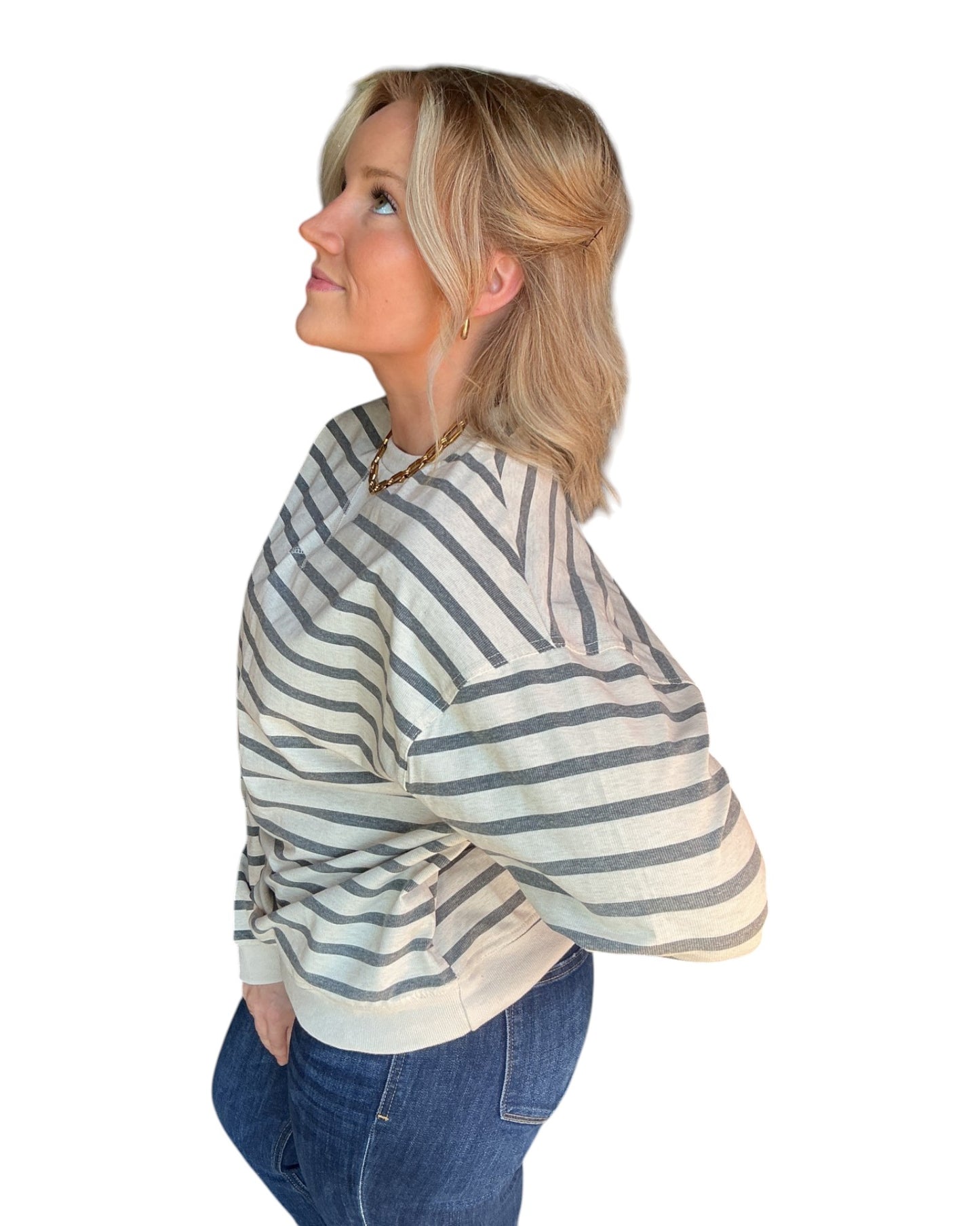 Line Up Long Sleeve Pullover - Grey