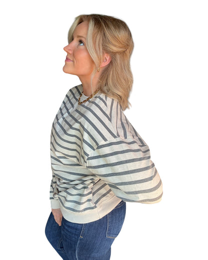 Line Up Long Sleeve Pullover - Grey
