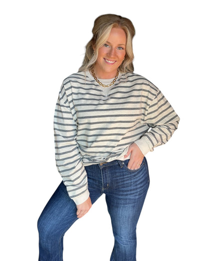 Line Up Long Sleeve Pullover - Grey