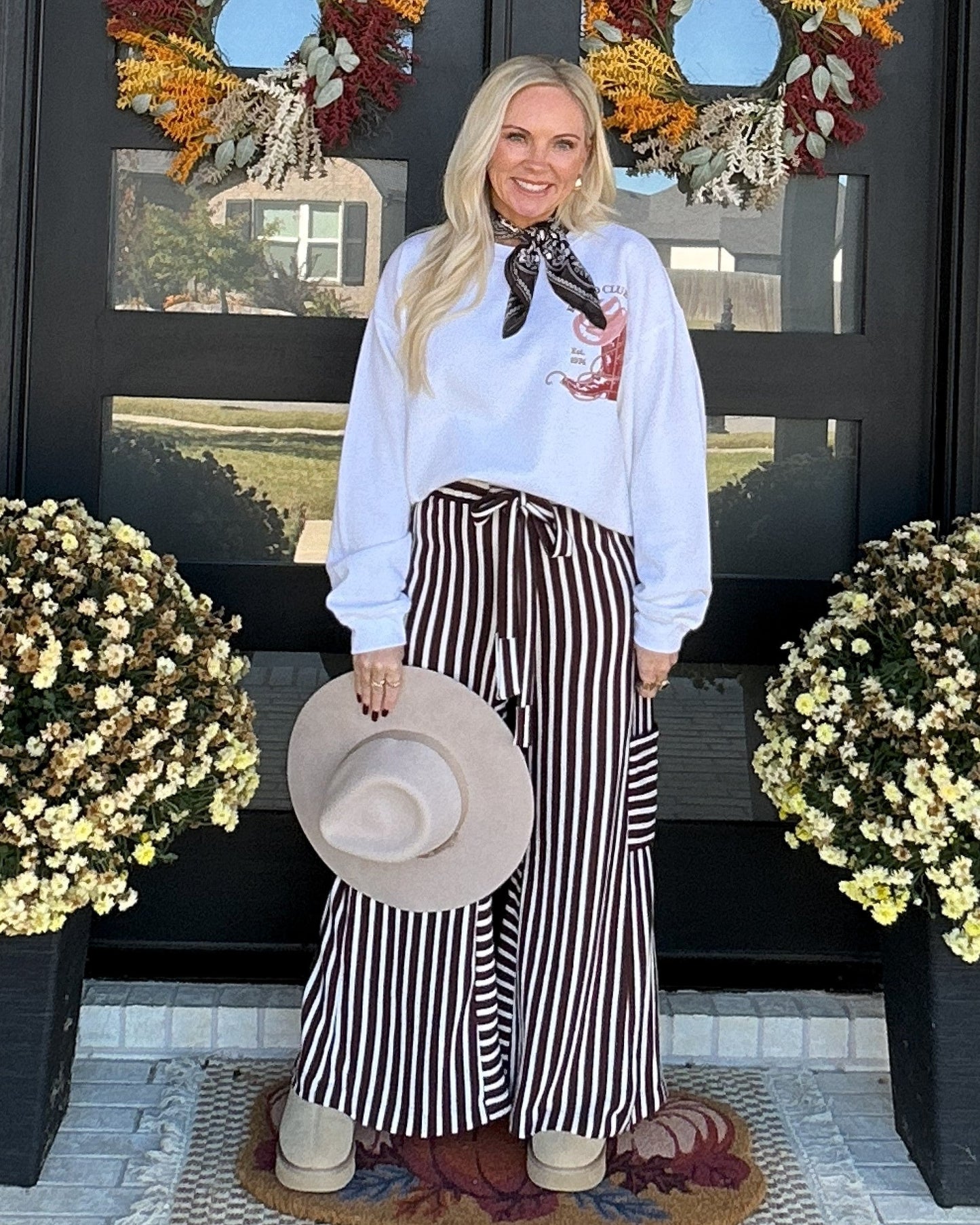 Prairie Stripe Wide-Leg Pants