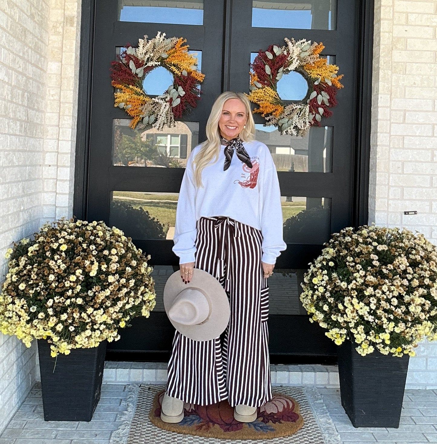 Prairie Stripe Wide-Leg Pants