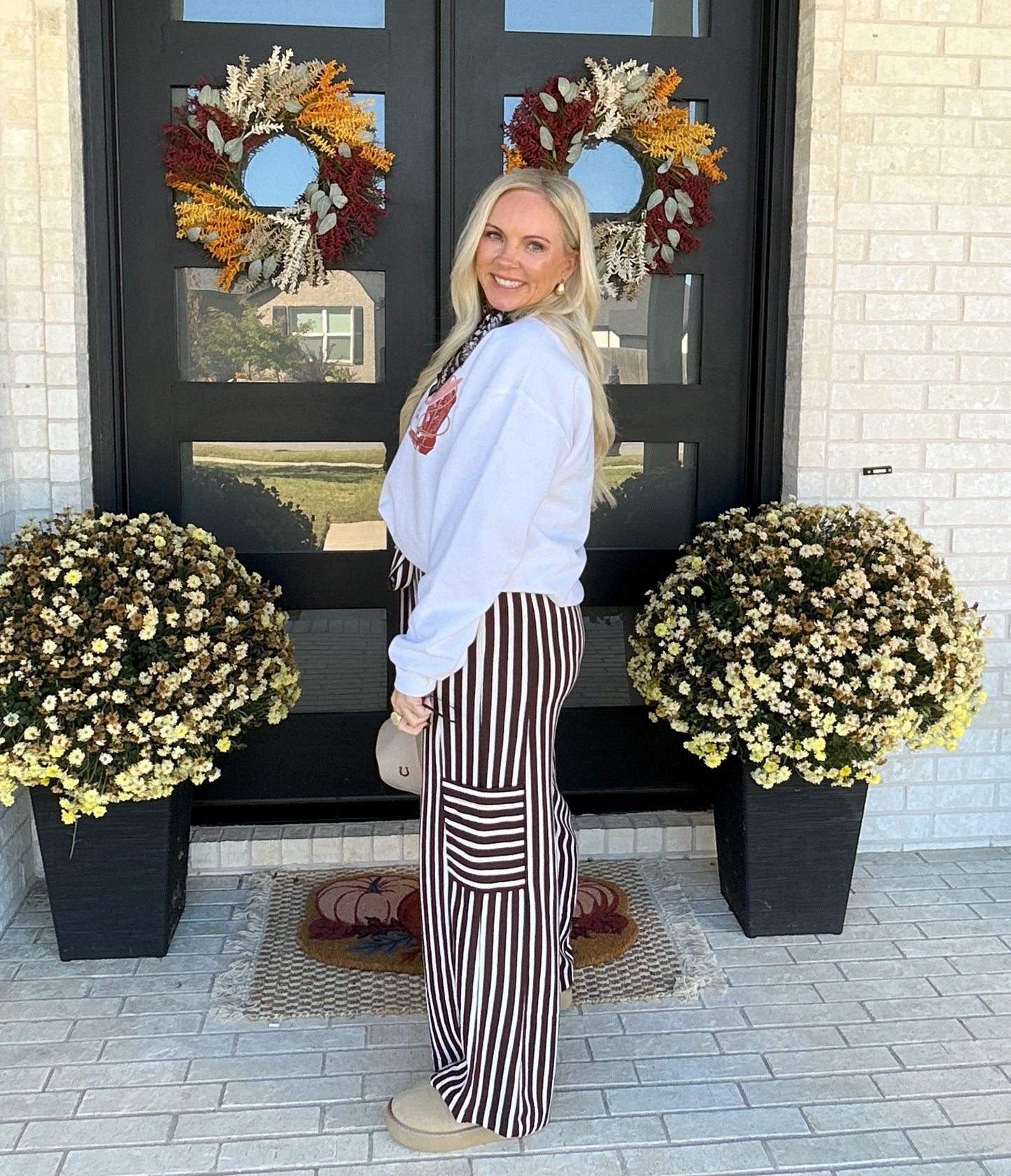 Prairie Stripe Wide-Leg Pants