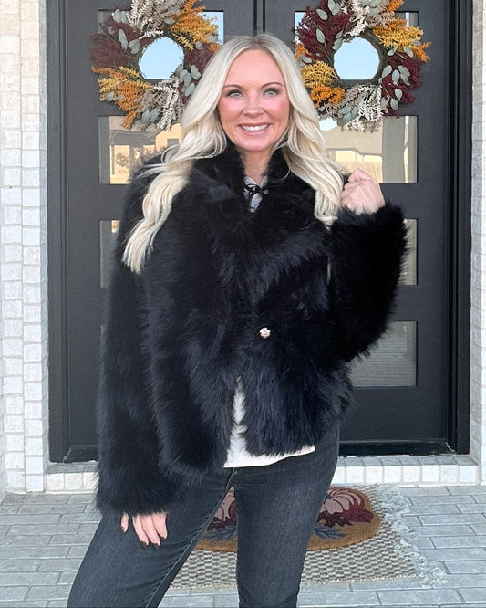 Luxe Loft Faux Fur Jacket - Black