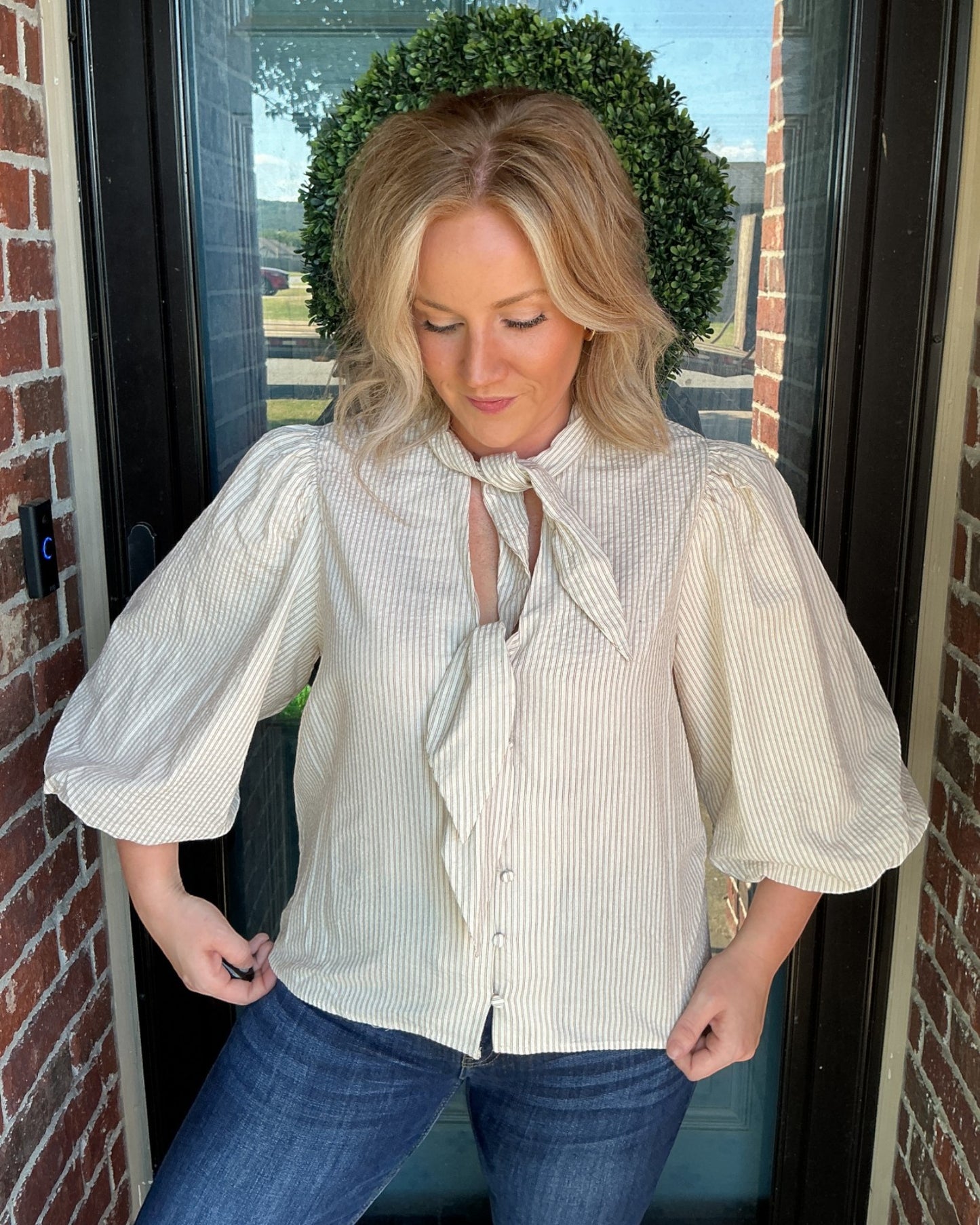 The Double Bow Linen Blouse