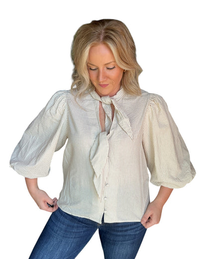 The Double Bow Linen Blouse