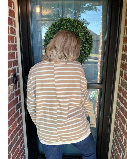 Line Up Long Sleeve Pullover - Taupe
