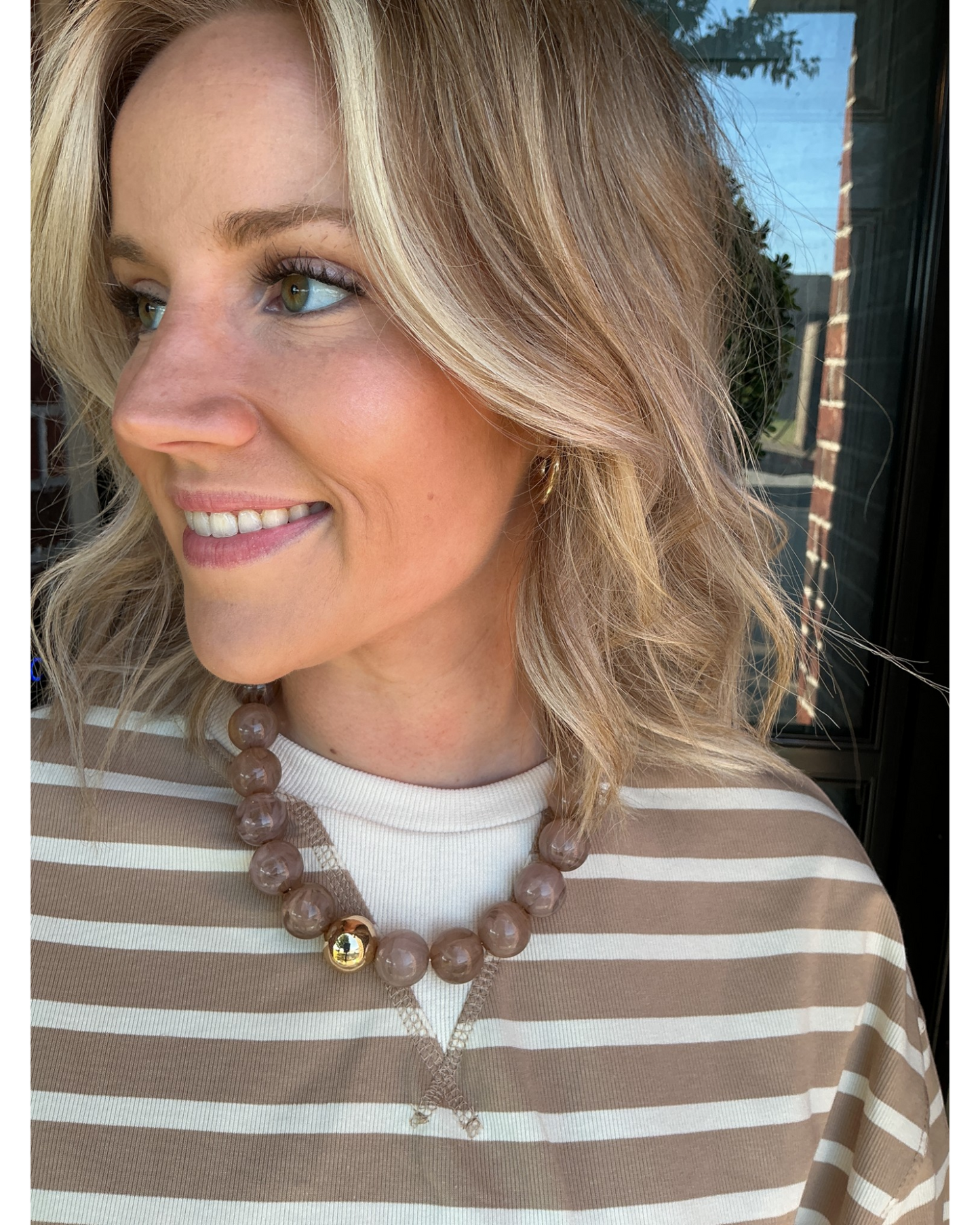 Line Up Long Sleeve Pullover - Taupe