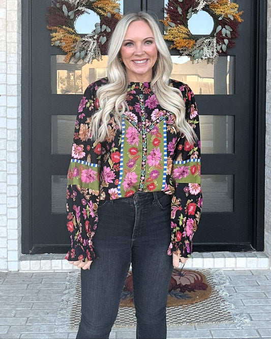 Wild Bloom Patchwork Blouse