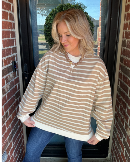 Line Up Long Sleeve Pullover - Taupe