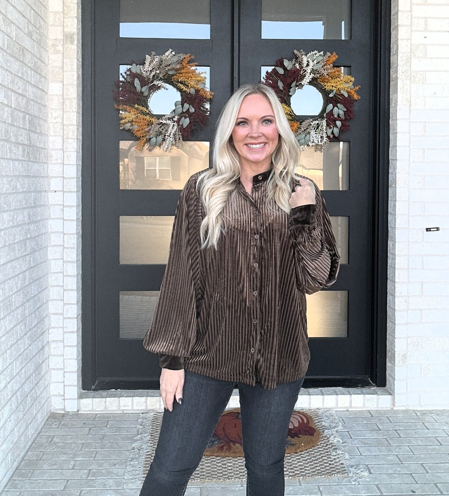Velvet Striped Blouse