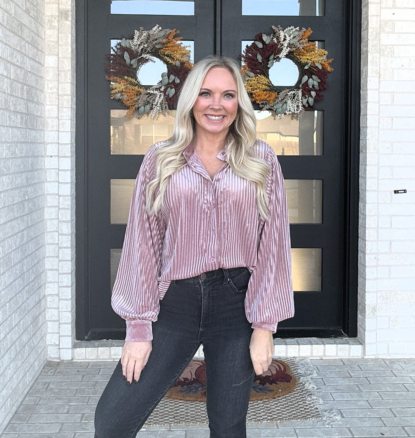 Velvet Striped Blouse