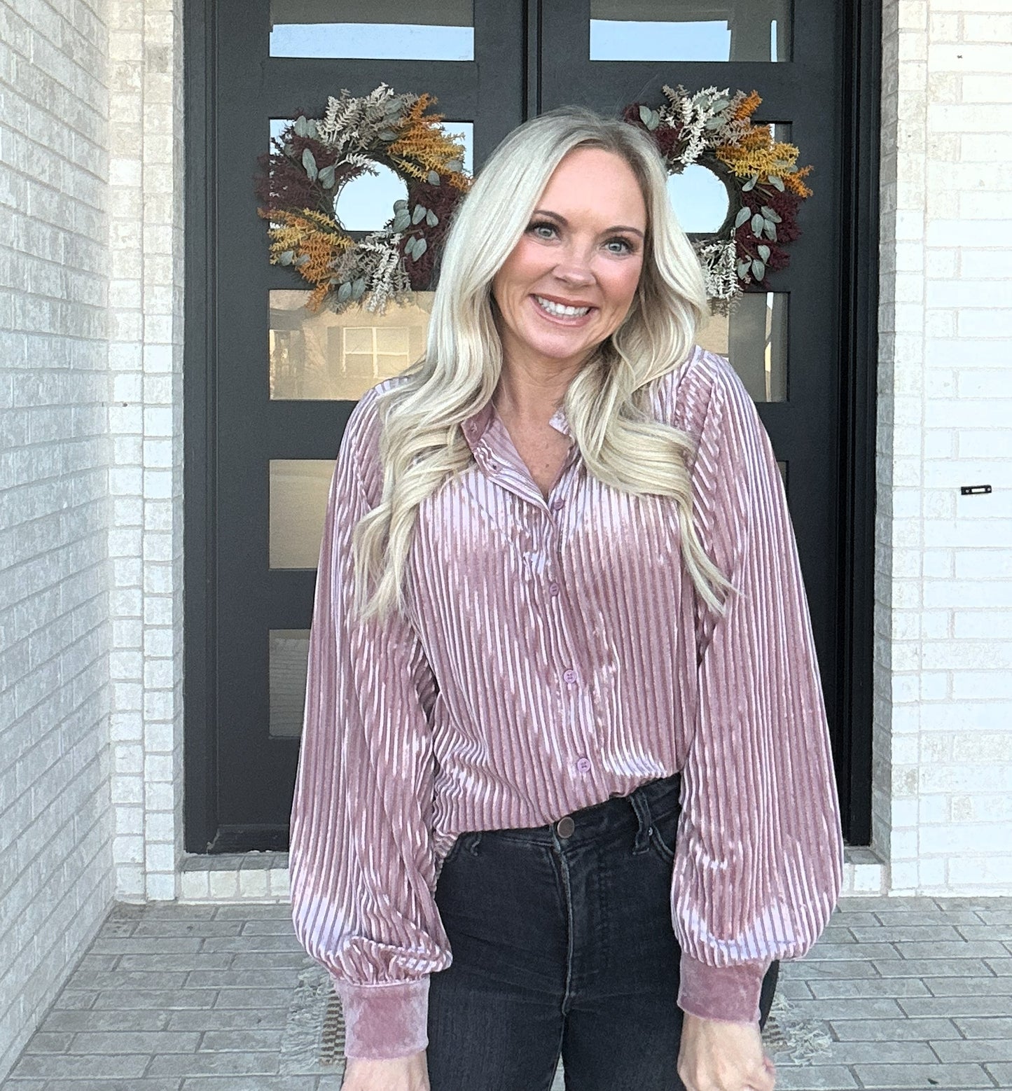 Velvet Striped Blouse