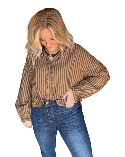 The Sienna Fray Top - Olive