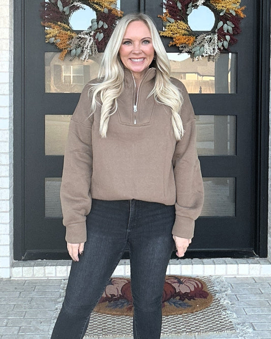 The Summit Zip Pullover - Brown