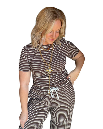 Everyday Ease Striped Lounge Set - Brown