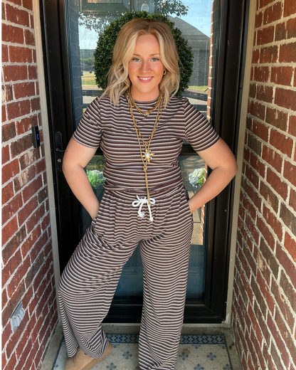 Everyday Ease Striped Lounge Set - Brown