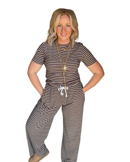 Everyday Ease Striped Lounge Set - Brown