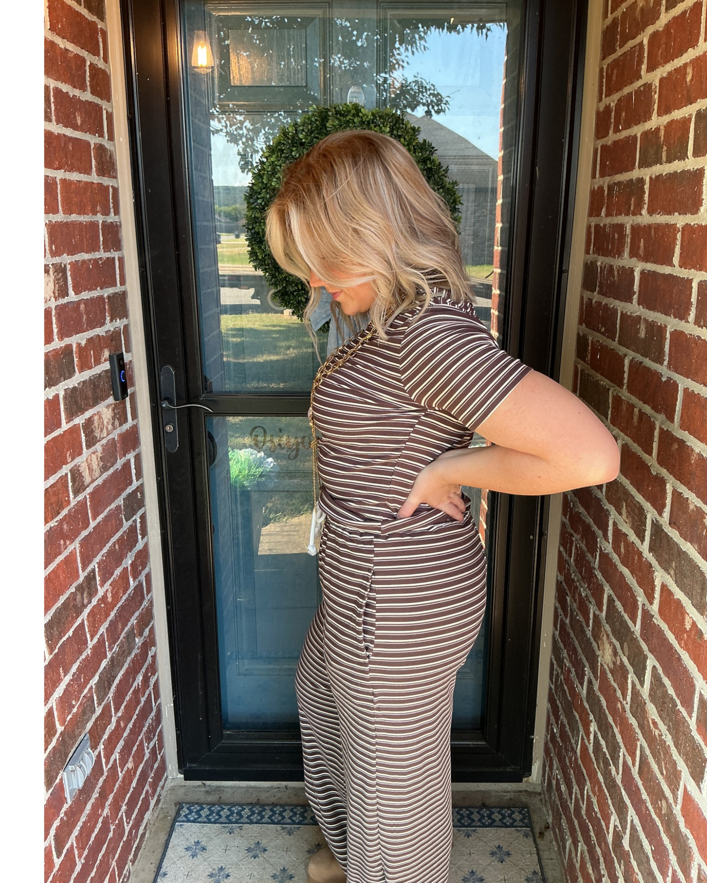 Everyday Ease Striped Lounge Set - Brown