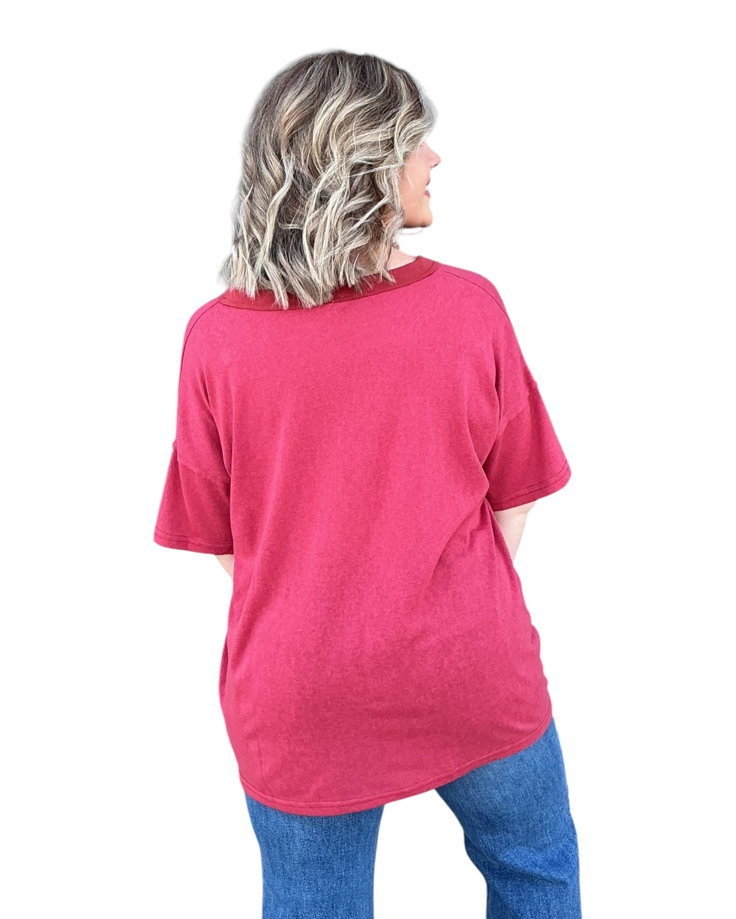 Sloane V-Neck Top - Red