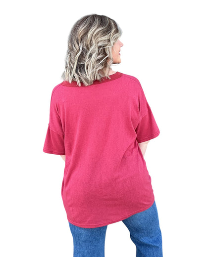 Sloane V-Neck Top - Red