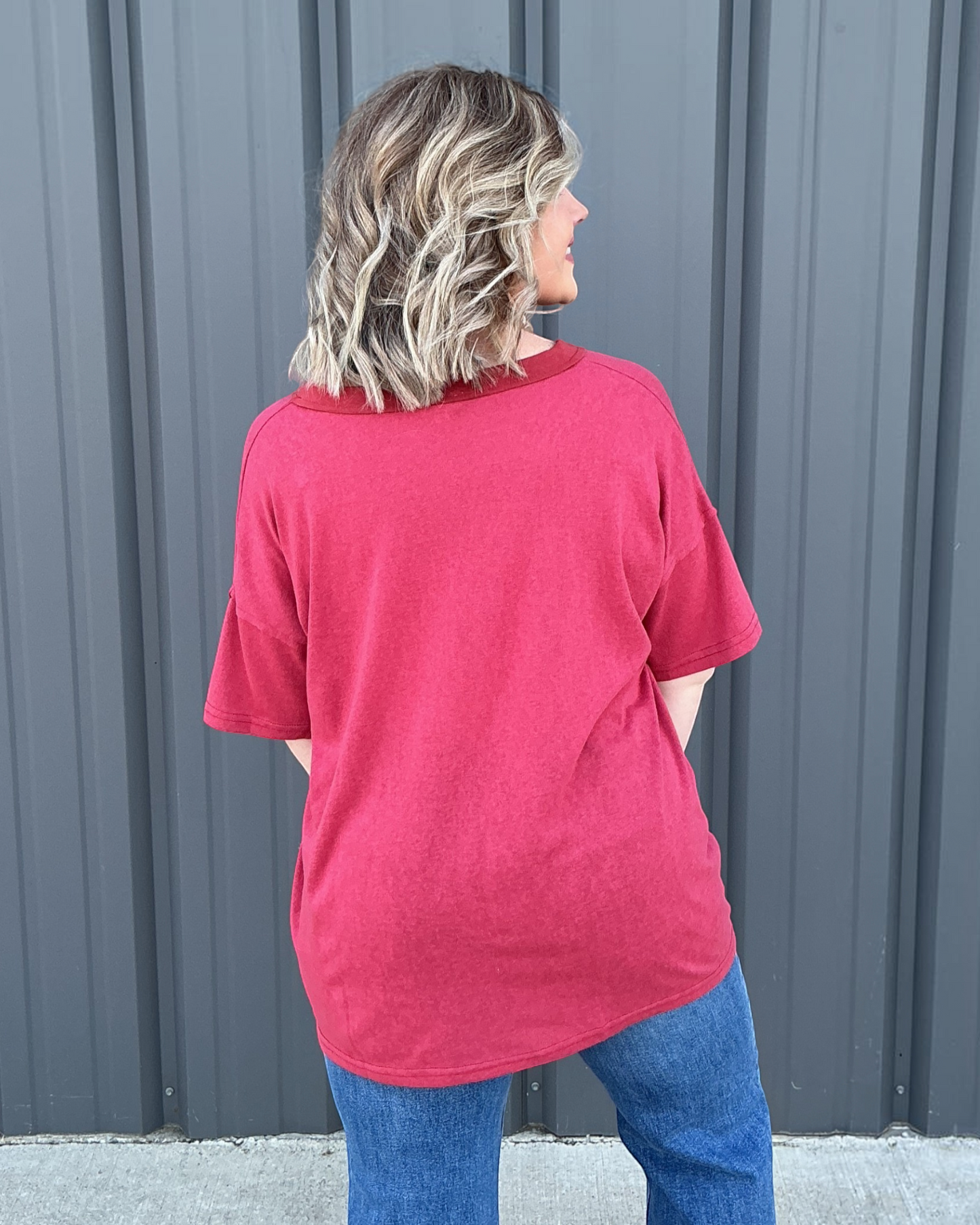 Sloane V-Neck Top - Red
