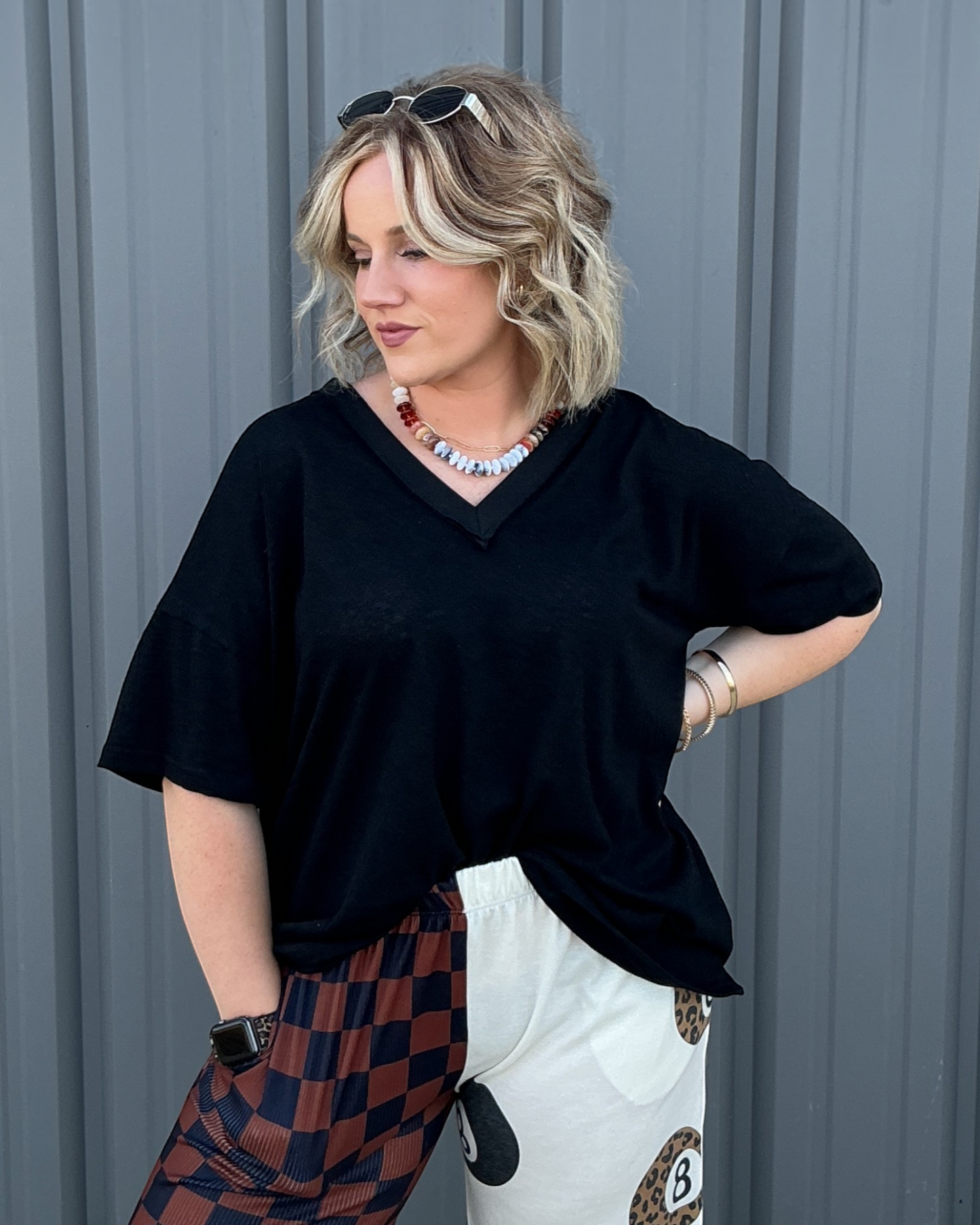 Sloane V-Neck Top - Black