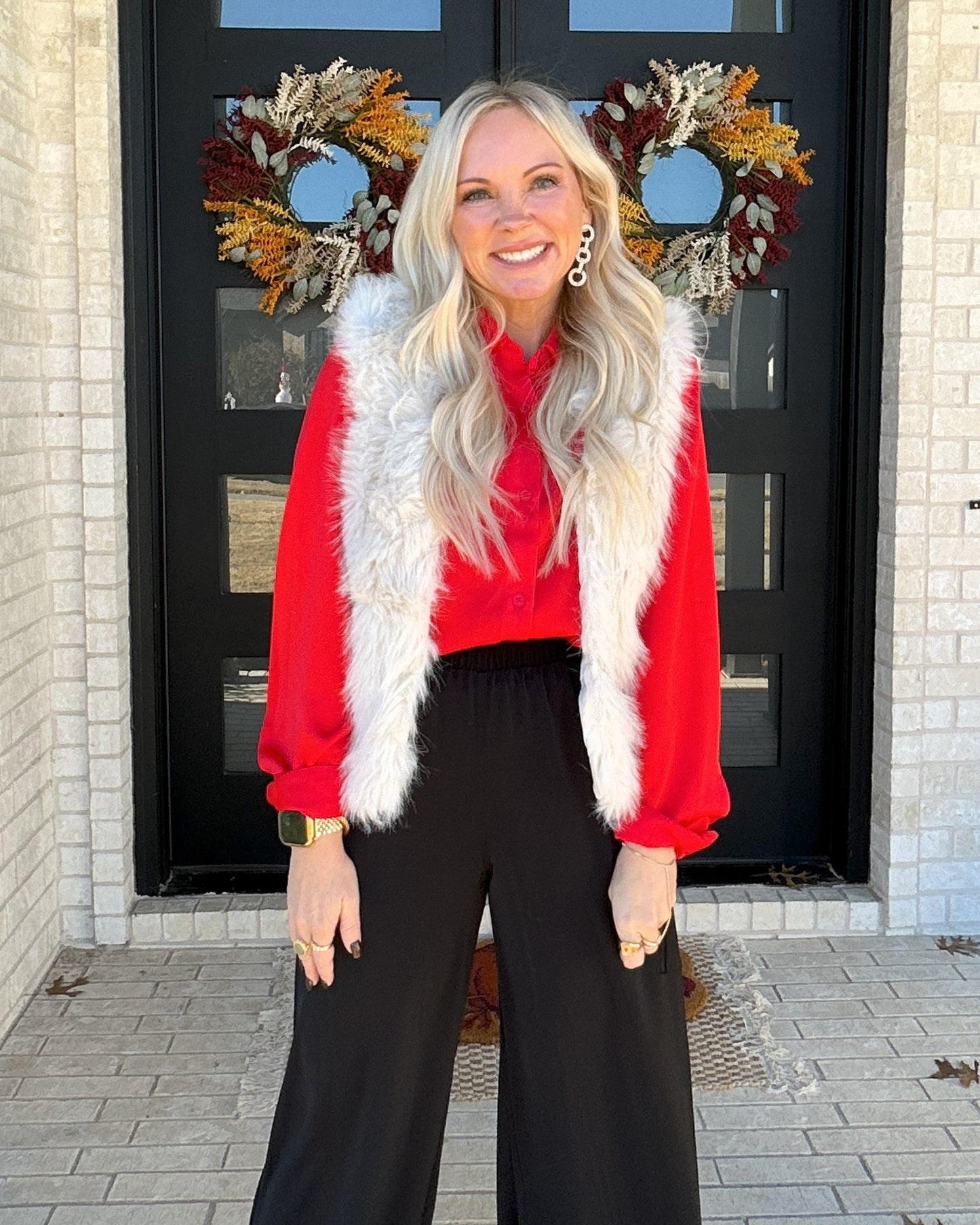 City Luxe Faux Fur Vest-White